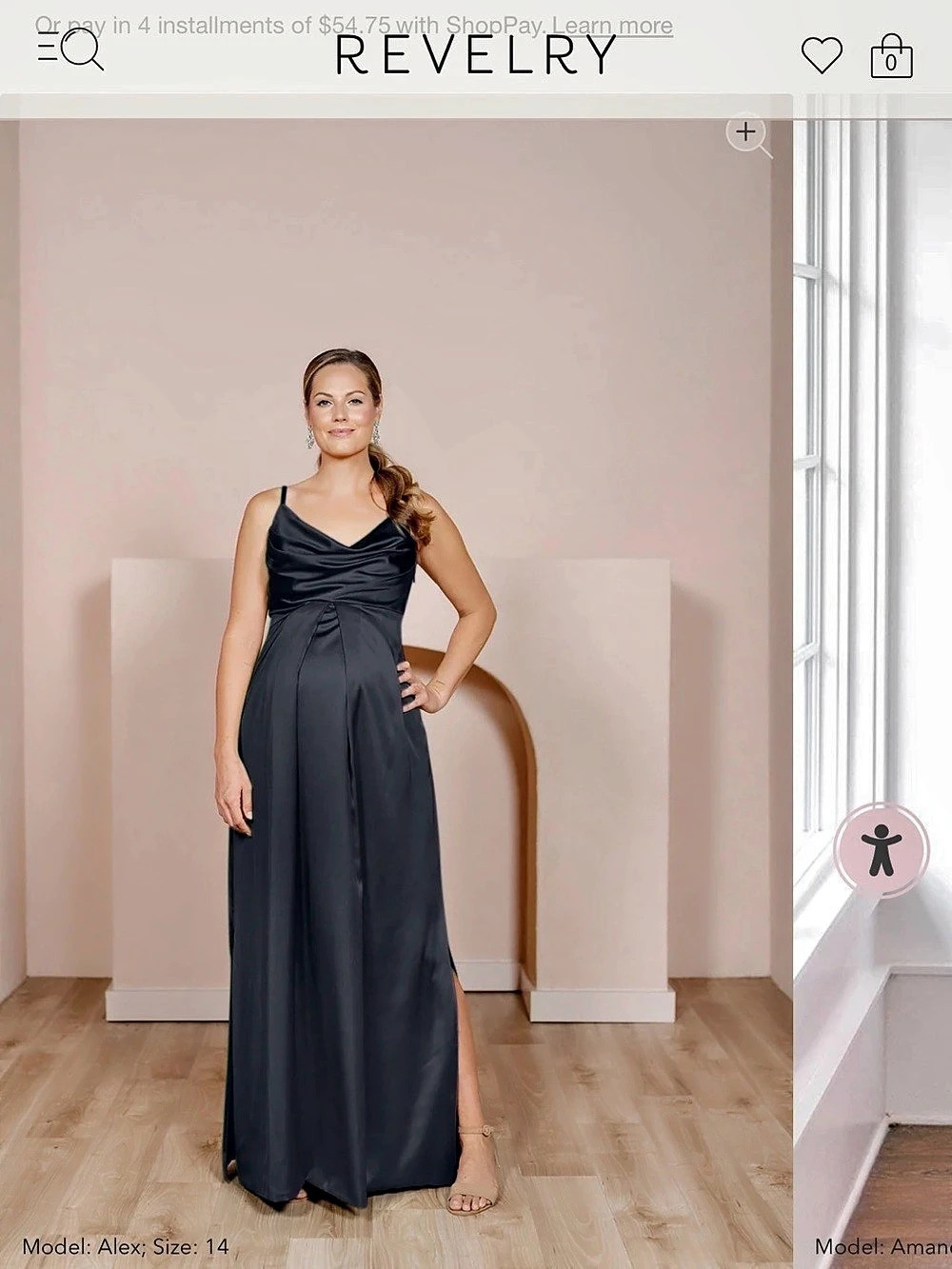 Revelry Maternity Skye Satin Dress Black Maxi Size 14- New with tags